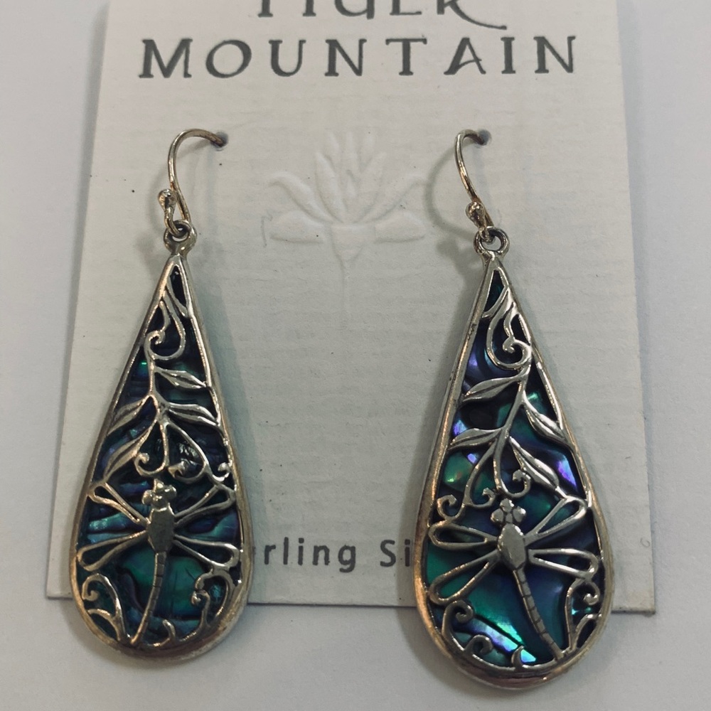 Puka shell dragonfly earrings